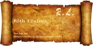 Róth Líviusz névjegykártya